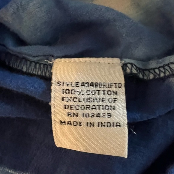 CAFFE MARRAKESH WOMENS BLUE TYE DYE TOP SIZE LARGE LIGHTWEIGHT AND FLOWY - Picture 7 of 11